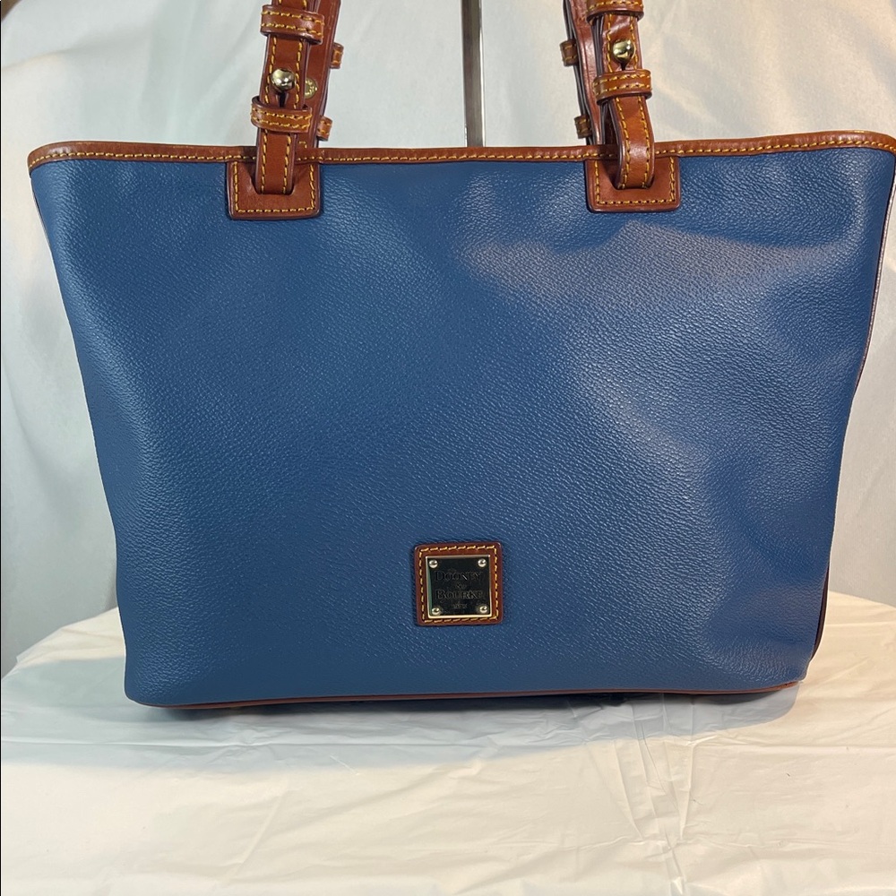 Dooney & Bourke Blue Tote with Brown Trim